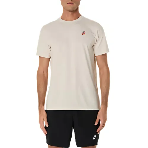 ASICS SS T Shirts Men's White Crew Neck Moderate