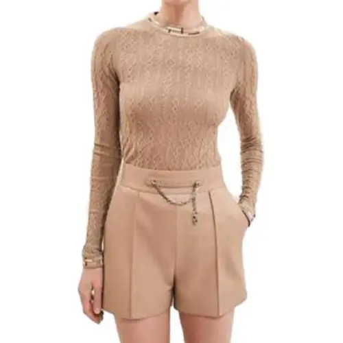 HERMES Sweaters Women's Khaki Crew Neck Moderate Other