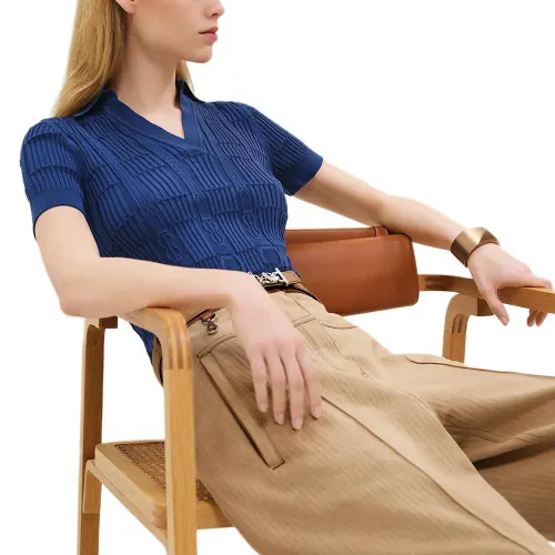 HERMES Knitwear Women's Blue V Neck Moderate