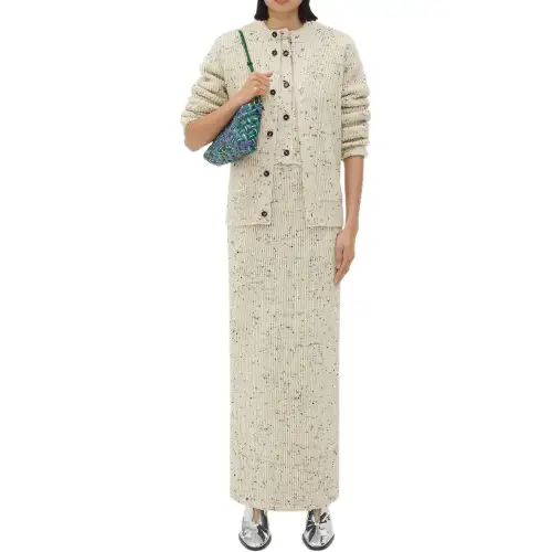 Bottega Veneta Knit Long Skirt Women's Dove Color