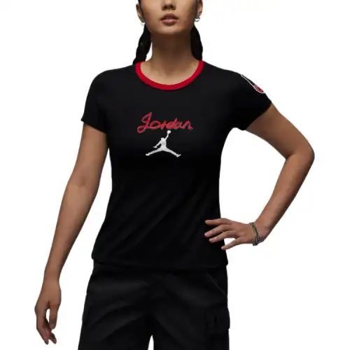 Jordan T Shirts Women's Black Crew Neck Moderate