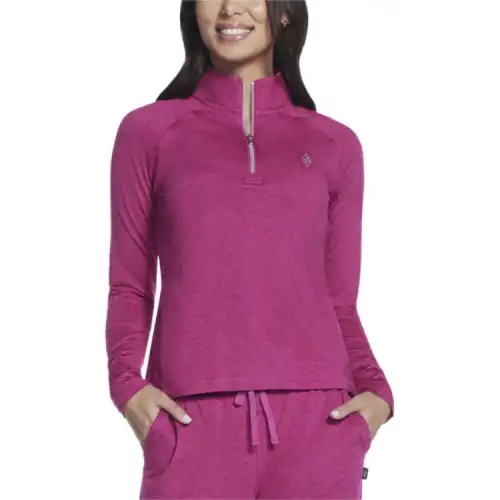 Skechers T Shirts Women's Pink Stand Collar Moderate Straight Fit