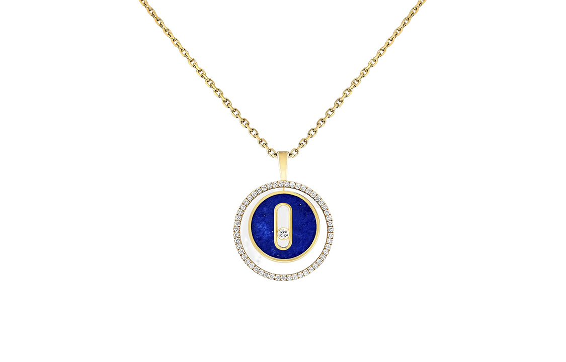 MESSIKA Messica Lucky Move Lapis Lazuli Disc Set with Diamonds 18K Gold Diamond Necklace Women's Gold