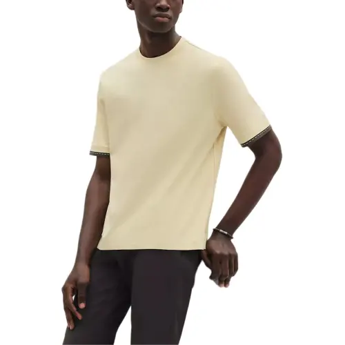 HERMES T Shirts Men's Vanilla Yellow Crew Neck Moderate