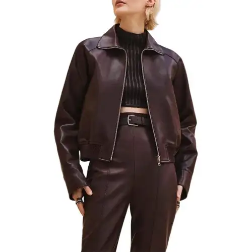 HERMES FW24 Leather Jacket Women's Red