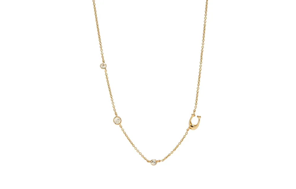 COACH Brass, Precious Metal Plated, Glass Necklaces Women's Gold