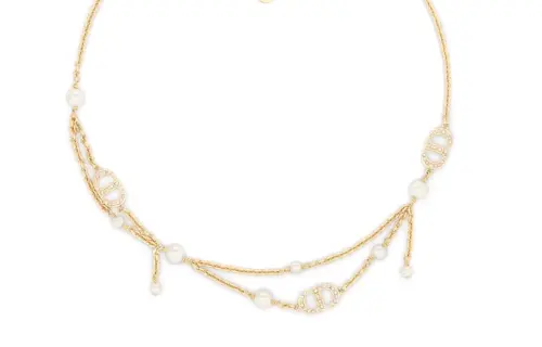 DIOR Metal, Resin, Faux Crystal Necklaces Women's Gold