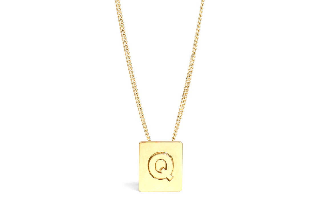CELINE Celine, brass golden necklace with letters for men and women, letter Q, for beloved