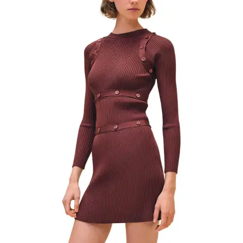 HERMES SS24 Long Sleeved Dress Women's Red