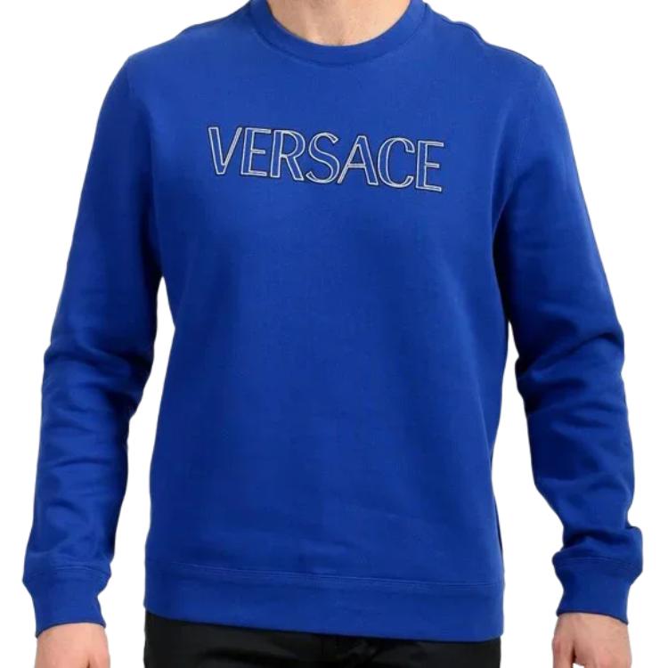 Мужское худи Versace Logo Sweatshirt (синее)