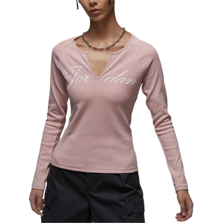 Женская футболка Jordan V-Neck Long Sleeve (розовая)