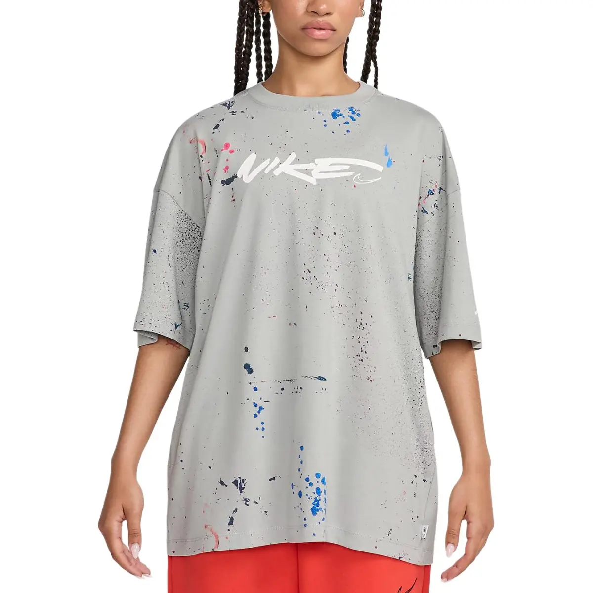 Nike Sportswear Drop Shoulder Sleeve T Shirt Women's Base Tone Gray