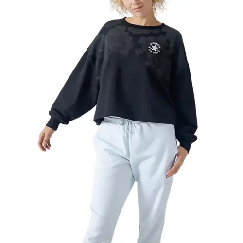 Converse T Shirts Women's Black Crew Neck Moderate Straight Fit
