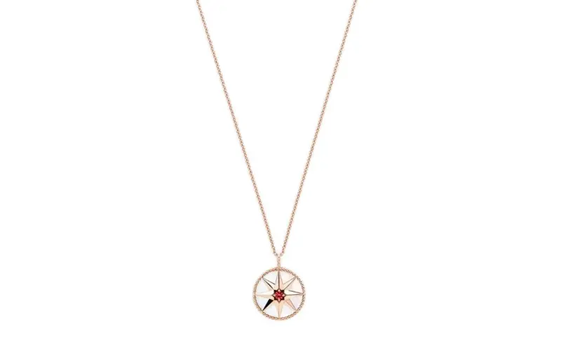 DIOR Rose Des Vents Mother Of Pearl 18K Gold, Rubies Necklaces Unisex Gold