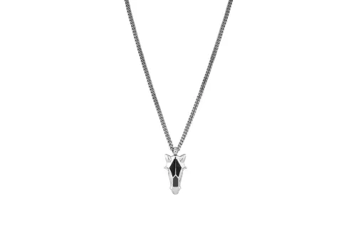 HERMES Destrier Metal Necklaces Unisex Silver