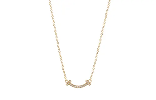 TIFFANY & CO. Pre Owned 2010s 18K Yellow Gold T Smile Diamond Necklace