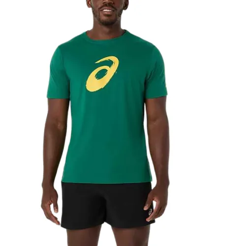 ASICS PAINTBRUSH T Shirts Men's Green Crew Neck Moderate