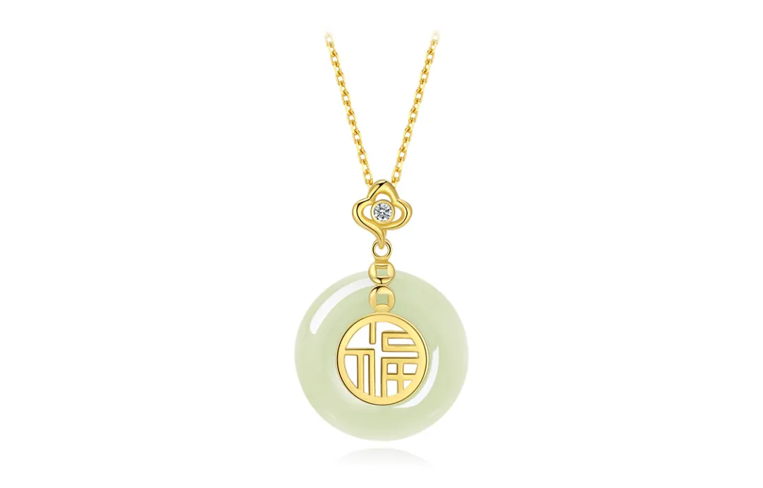 SEVEN COOK Hetian Jade Necklace For Girls Green Jade Women's