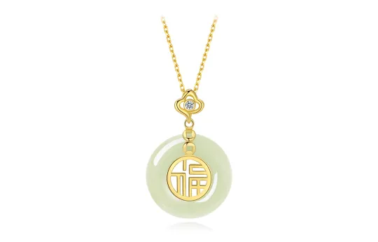 SEVEN COOK Hetian Jade Necklace For Girls Green Jade Women's