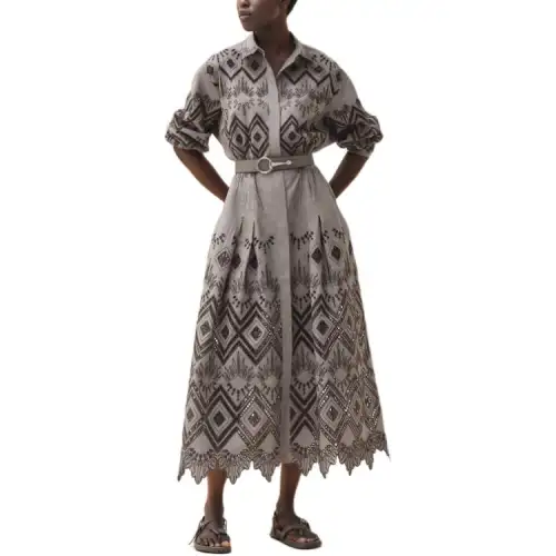 HERMES SS24 Long Sleeved Dress Women's Multicolor