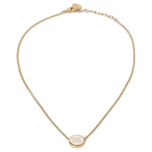 MIU MIU Enamel Metal Necklaces Women's Gold