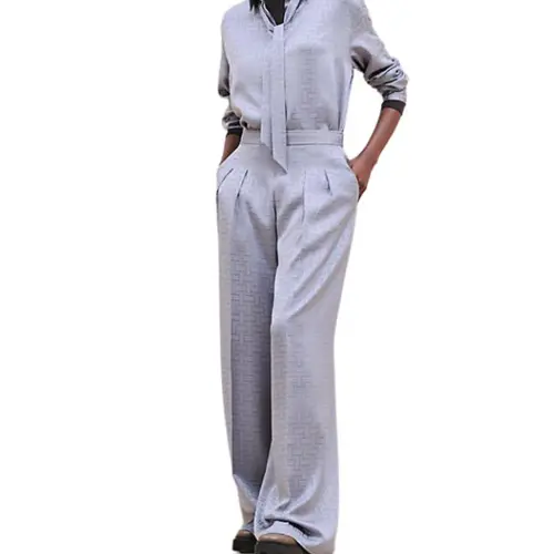 HERMES FW24 Casual Pants Women's Dusty Gray