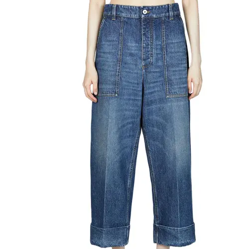 Bottega Veneta Logo Patch Wide Leg Jeans