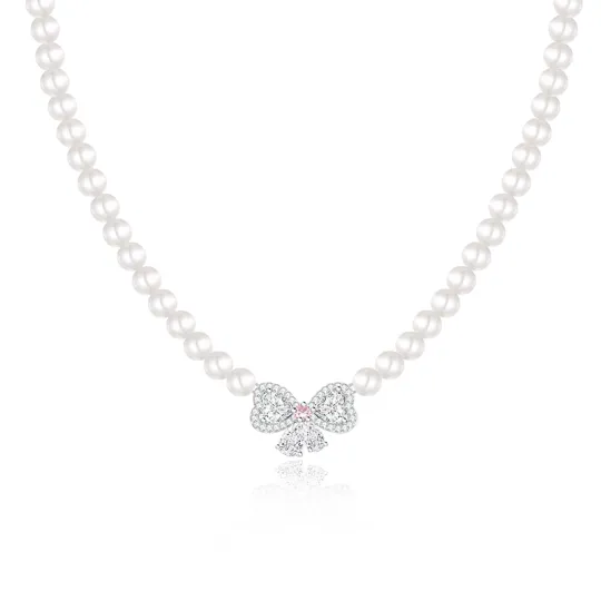 FANCI 925 Sterling Silver, Synthetic Cubic Zirconia, Faux Pearl, Cotton Rope Necklaces Women's