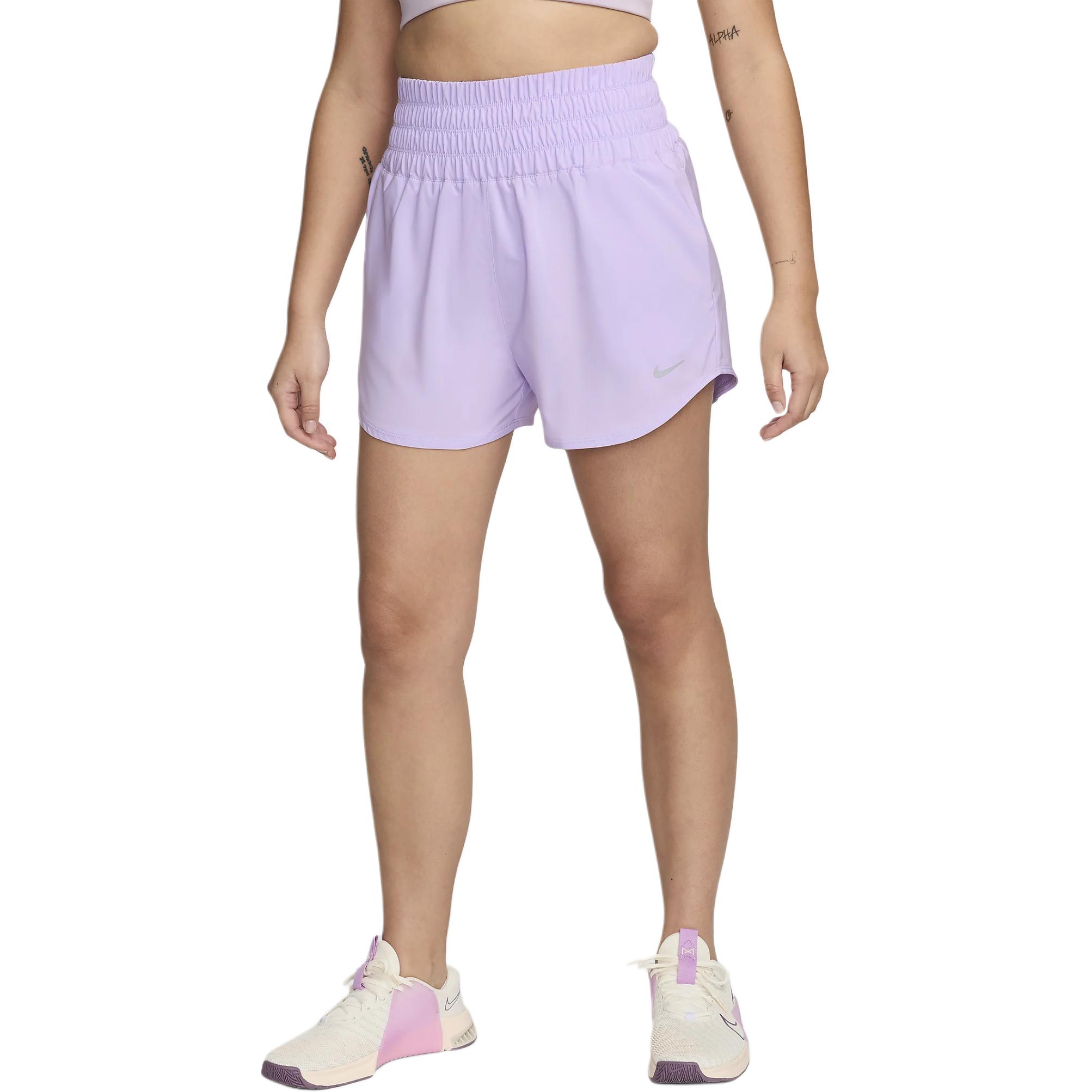 Nike One Dri FIT Ultra High Waisted 8cm Casual Shorts Women's Lilac Multicolor