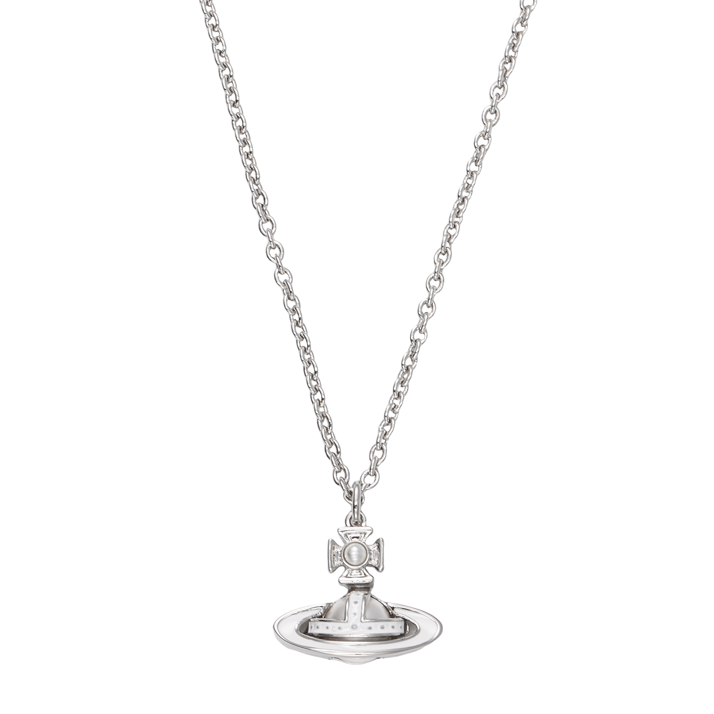 Vivienne Westwood Simonetta Bas Relief Pearl Glaze Relief Pendant Brass Necklace Women's Silver/White Porcelain