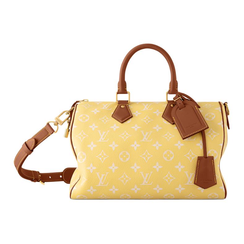 LOUIS VUITTON X Nigo joint model Speedy P9 BANDOULIÈRE 30 brand logo print cow leather shoulder crossbody handbag men's yellow