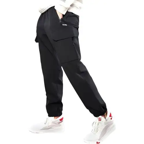 Li Ning Anti Wool Collection, Cuffed Fleece Lined Thermal Loose Fit Knitted Fabric Casual Pants Men's Black