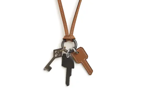 HERMES Calfskin, Ox Horn, Metal Necklaces Men's Gold