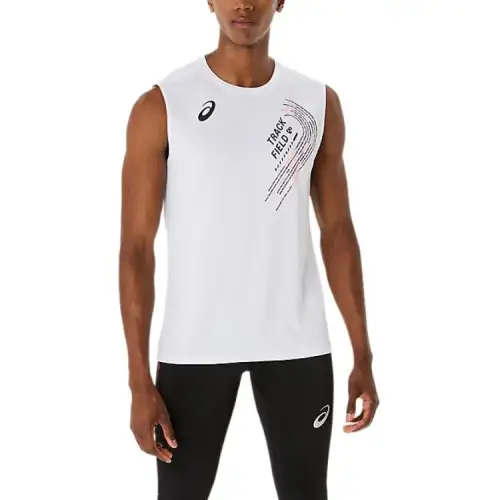 ASICS Tank Tops Men's White Crew Neck Moderate Other