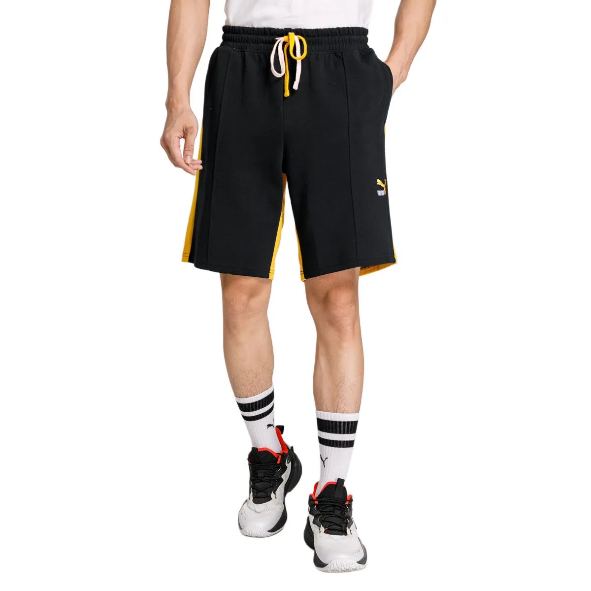 PUMA Casual Shorts Men's Black Yellow
