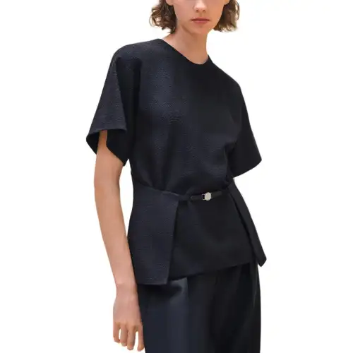 HERMES Shirts Women's Black Crew Neck Moderate Other