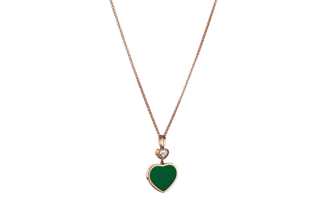 CHOPARD Chopard Love Shape Pendant Diamond Necklace Women's Rose Gold