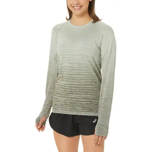 ASICS T Shirts Women's Green Crew Neck Moderate Straight Fit