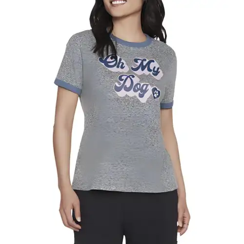 Skechers T Shirts Women's Gray Crew Neck Moderate