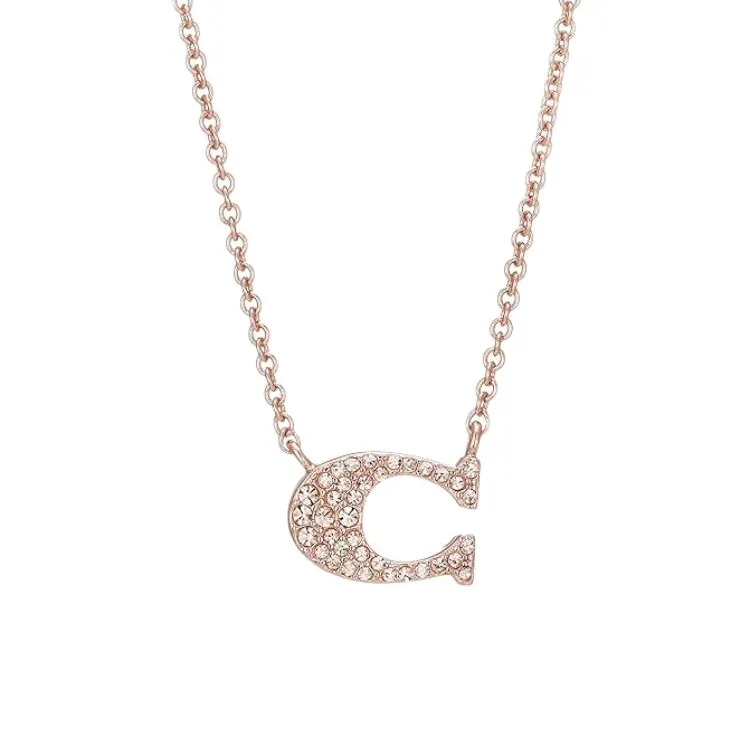 COACH Metal, Rose Gold, Brass Plated Necklaces Women's