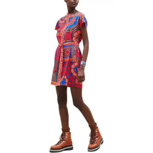 HERMES FW24 Short Sleeved Dress Women's Multicolor
