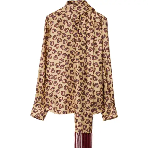 Burberry Shirts Women's Sandstone Scarf Collar Moderate