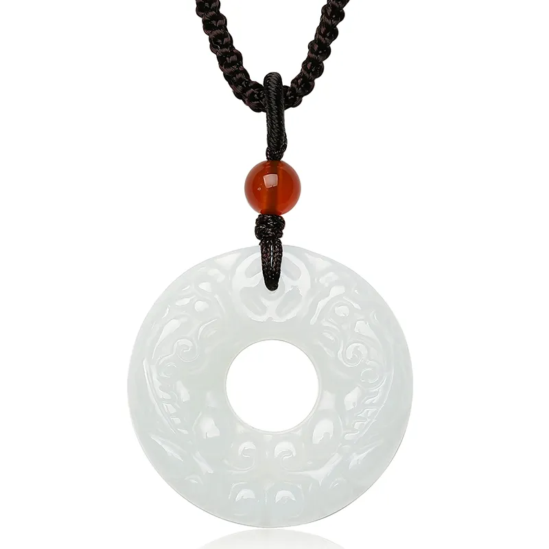 CHOW TAI SENG Necklaces Pale Greenish White Jade Unisex