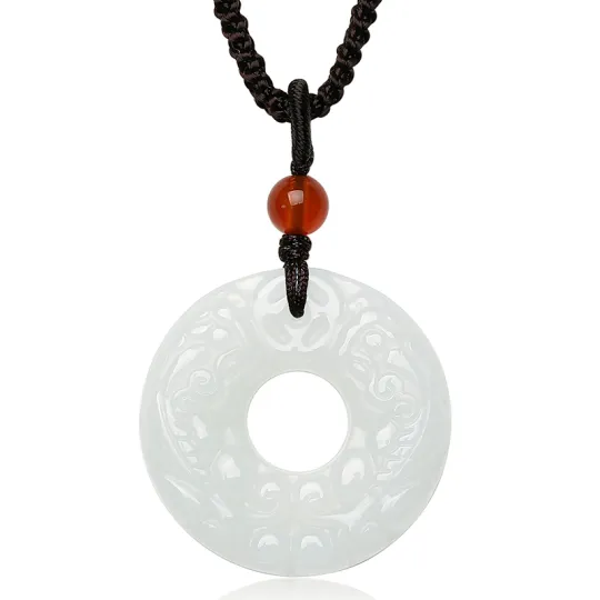 CHOW TAI SENG Necklaces Pale Greenish White Jade Unisex