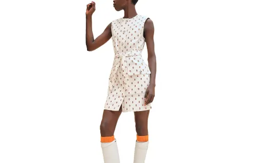 HERMES Sleeveless Dress Women's Light Tawny