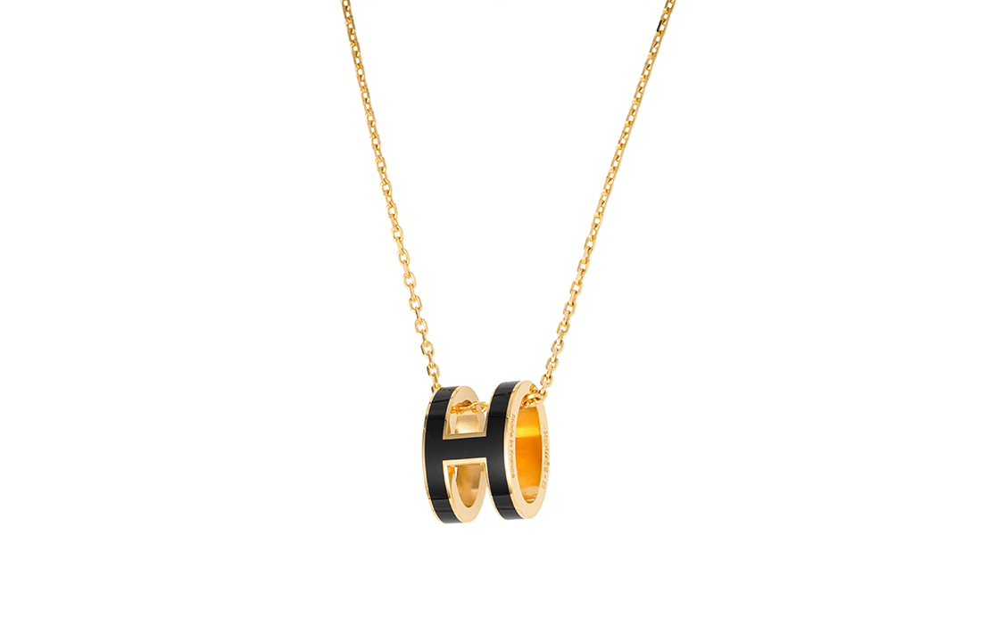 HERMES POP H Enamel Alloy Necklaces Women's Gold Chain