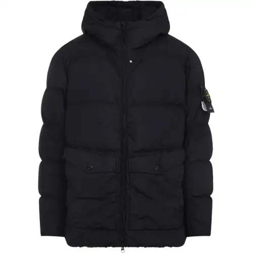 STONE ISLAND Logo Patch Zip Up Hooded Jacket