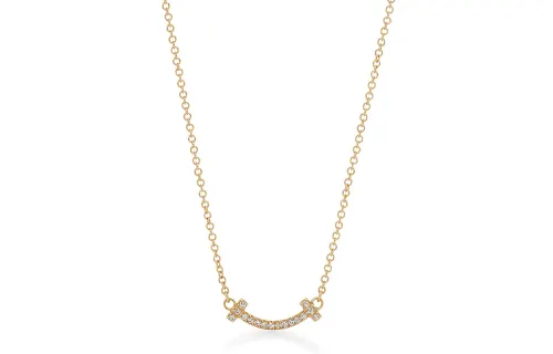 TIFFANY & CO. T 18K Gold Diamond Necklaces Women's Gold