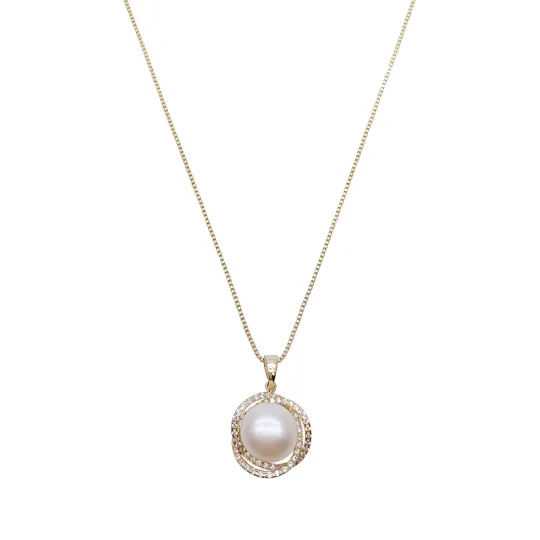 ONEKISS Artificial Zircon, Gold Plated Copper, Faux Pearl Necklaces Women's