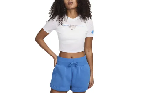 Nike T Shirts Women's White Crew Neck Moderate Straight Fit